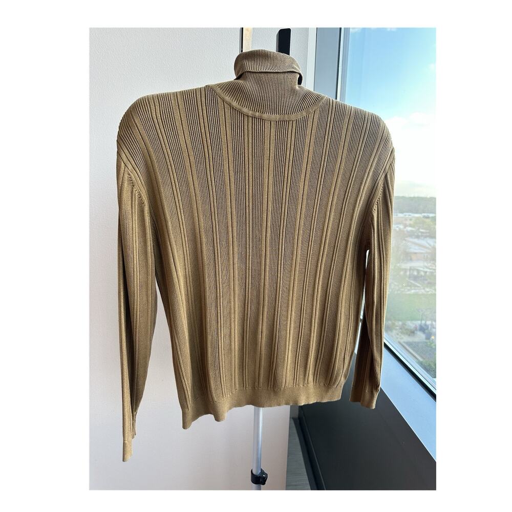 Barry Bricken Brown Ribbed Silk Turtleneck Pullover Sweater Women's M
